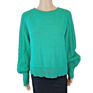 Lush Women's Green Long Sleeve Knit Crewneck Sweater Size Large
